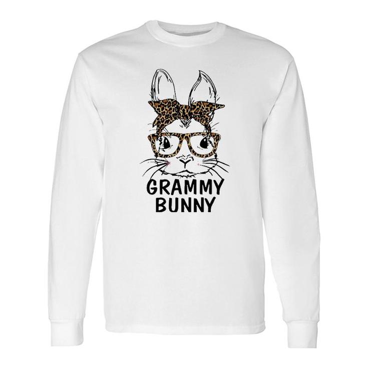 Grammy Bunny Face Leopard Print Glasses Easter Day Long Sleeve T-Shirt T-Shirt