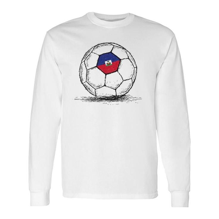Haiti Haitian Flag On Soccer Ball Long Sleeve T-Shirt T-Shirt