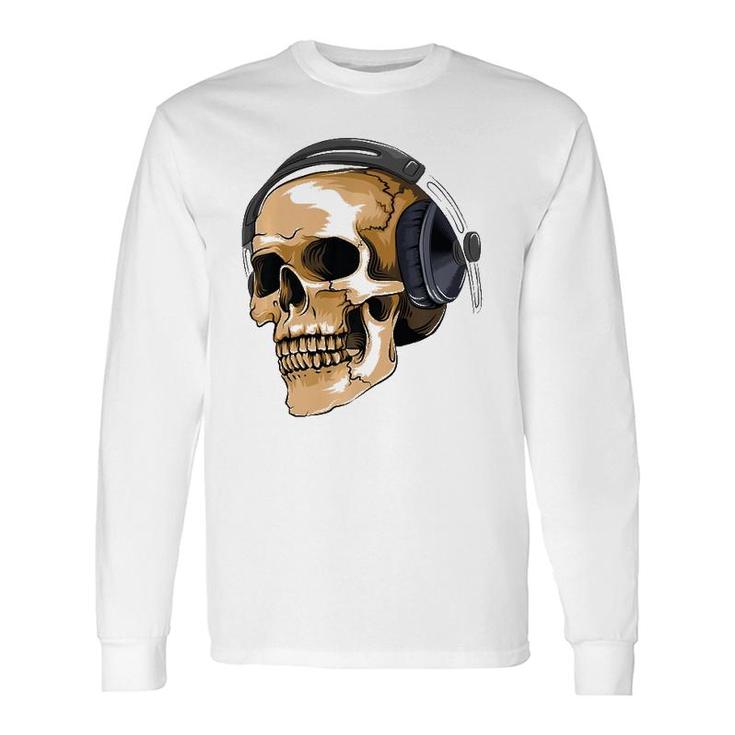 Headphone Skull Electronic Hard Style Musician Long Sleeve T-Shirt T-Shirt