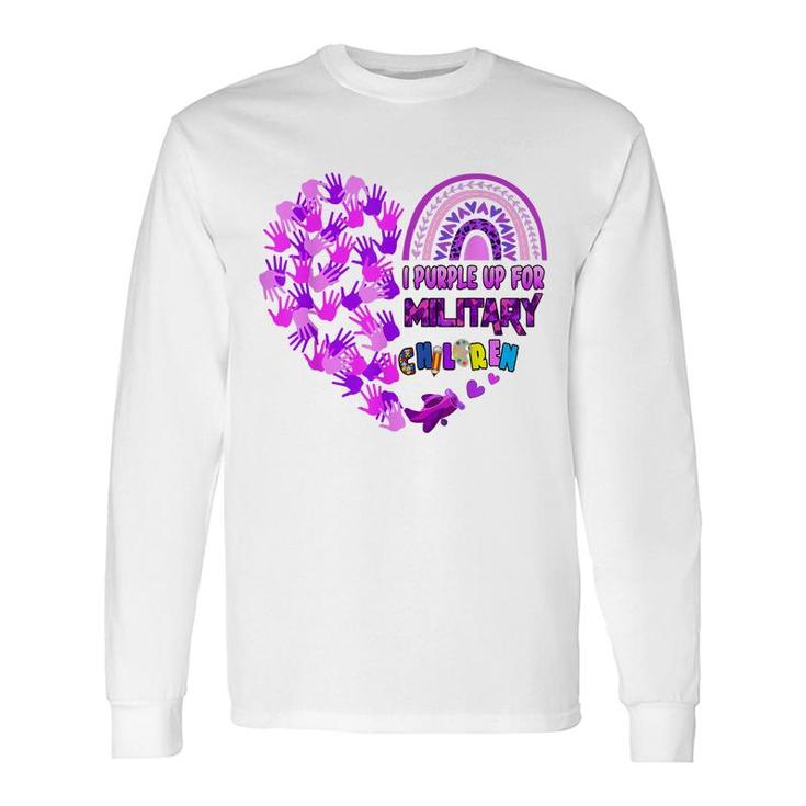 Heart Military Child Month Purple Up For Military Long Sleeve T-Shirt