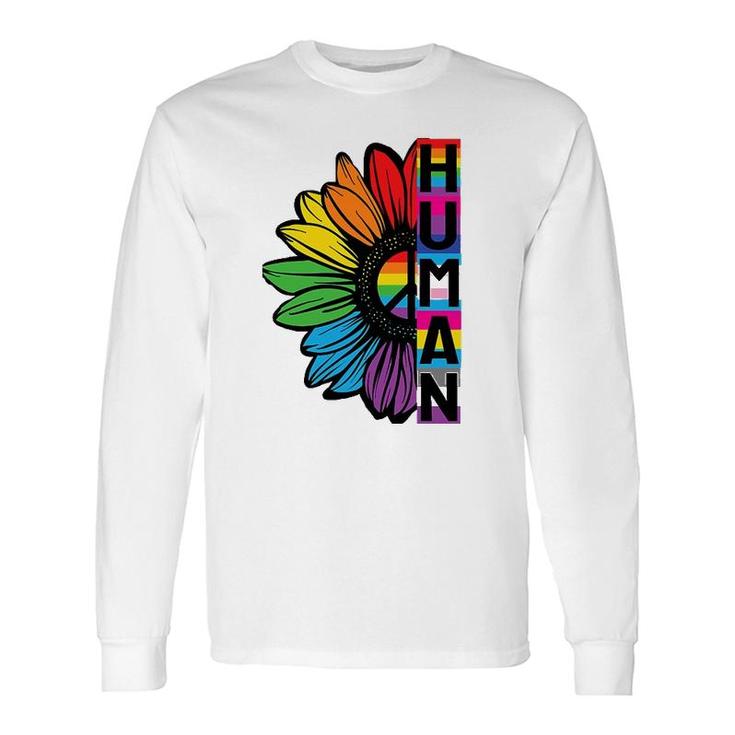 Human Sunflower Lgbt Flag Gay Pride Month Lgbtq Long Sleeve T-Shirt