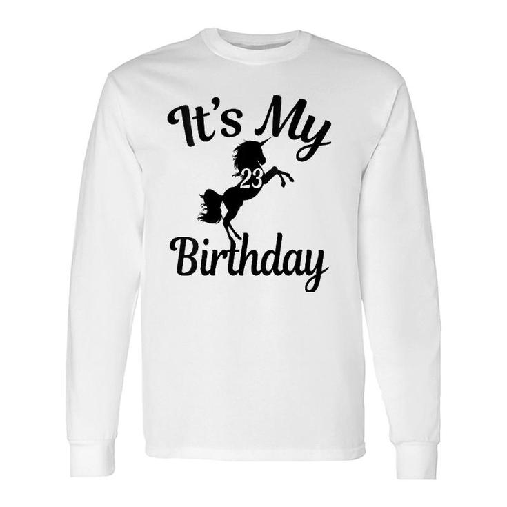 Its My 23Rd Birthday Unicorns 23 Years Old B-Day V-Neck Long Sleeve T-Shirt