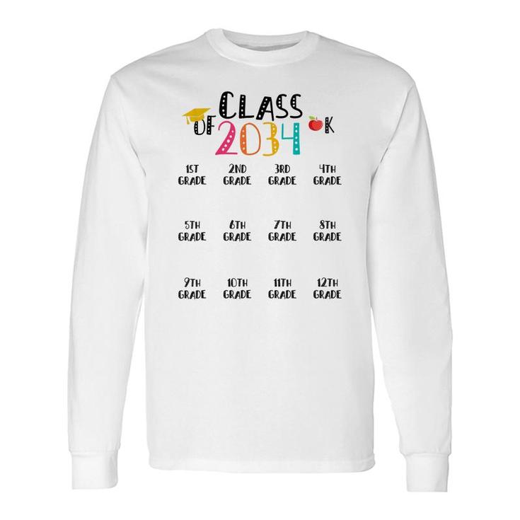 K -12Th Grade Hand Prints Space Graduation Class Of 2034 Long Sleeve T-Shirt