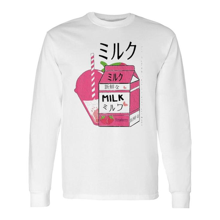 Kawaii90S Japanese Otaku Stylish Aesthetic Milk Strawberry Long Sleeve T-Shirt