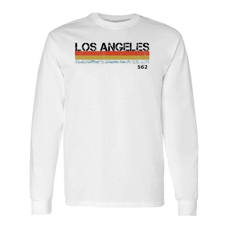 La Los Angeles Area Code Vintage Retro Stripes Long Sleeve T-Shirt