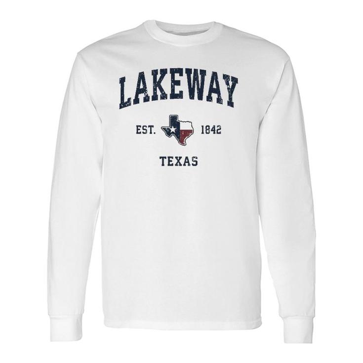 Lakeway Texas Tx Vintage State Flag Sports Navy Long Sleeve T-Shirt T-Shirt