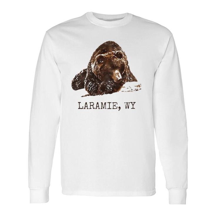 Laramie Wy Brown Grizzly Bear In Snow Wyoming Long Sleeve T-Shirt T-Shirt