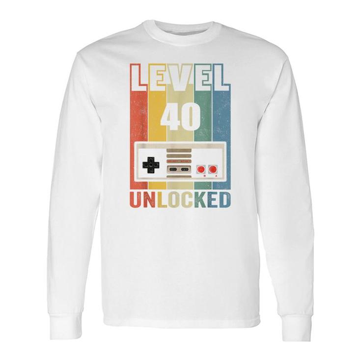 Level 40 Unlocked Video Gamer 40Th Birthday Long Sleeve T-Shirt