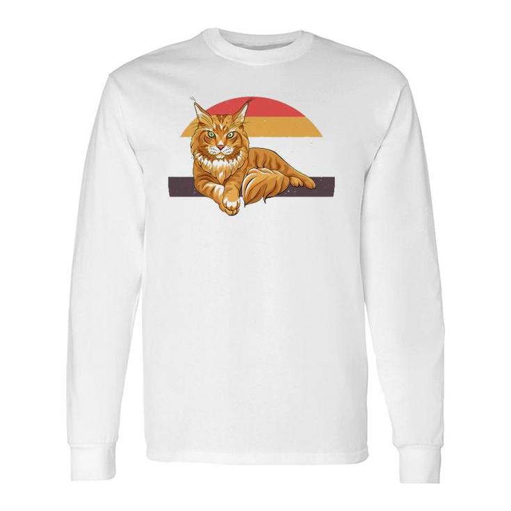 Maine Coon Cute Cat Vintage Retro Long Sleeve T-Shirt T-Shirt