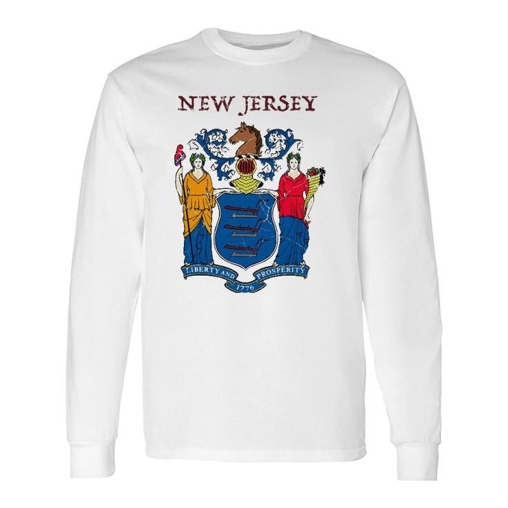 New Jersey State Seal Flag Long Sleeve T-Shirt T-Shirt