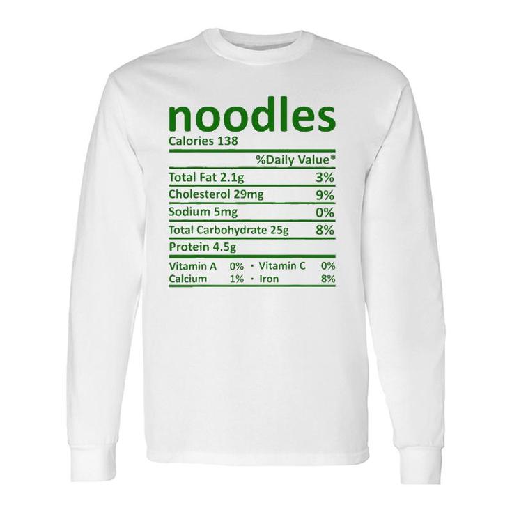 Noodles Nutrition Thanksgiving Costume Food Facts Christmas Long Sleeve T-Shirt