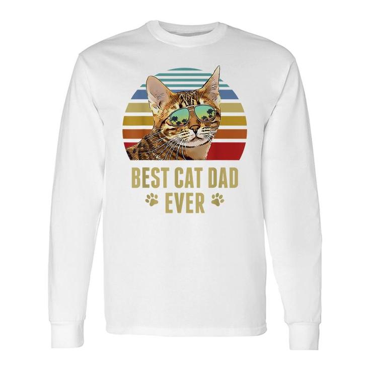 Ocicat Cat Best Cat Dad Ever Retro Beach Vibe Long Sleeve T-Shirt