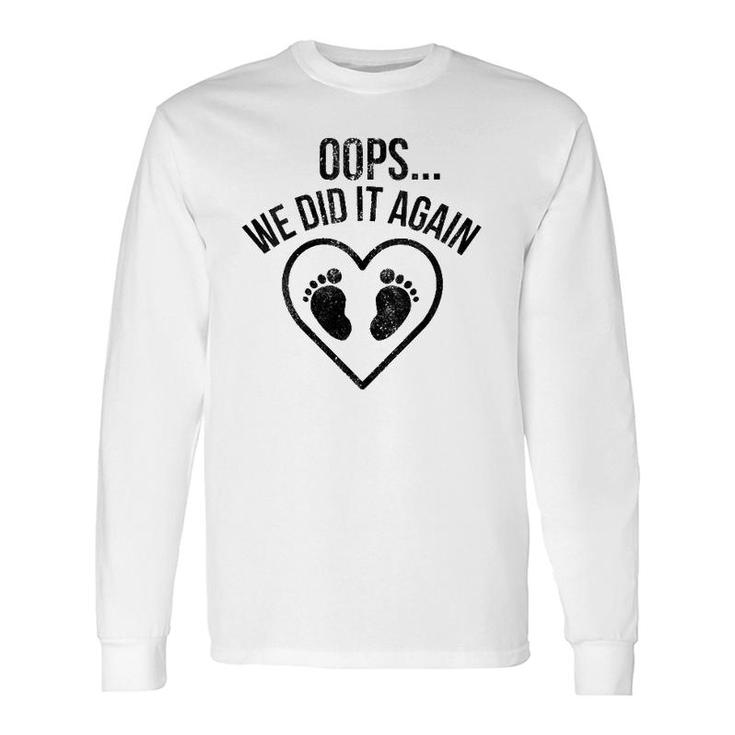Oops We Did It Again Pregnancy Baby Announcement V-Neck Long Sleeve T-Shirt T-Shirt