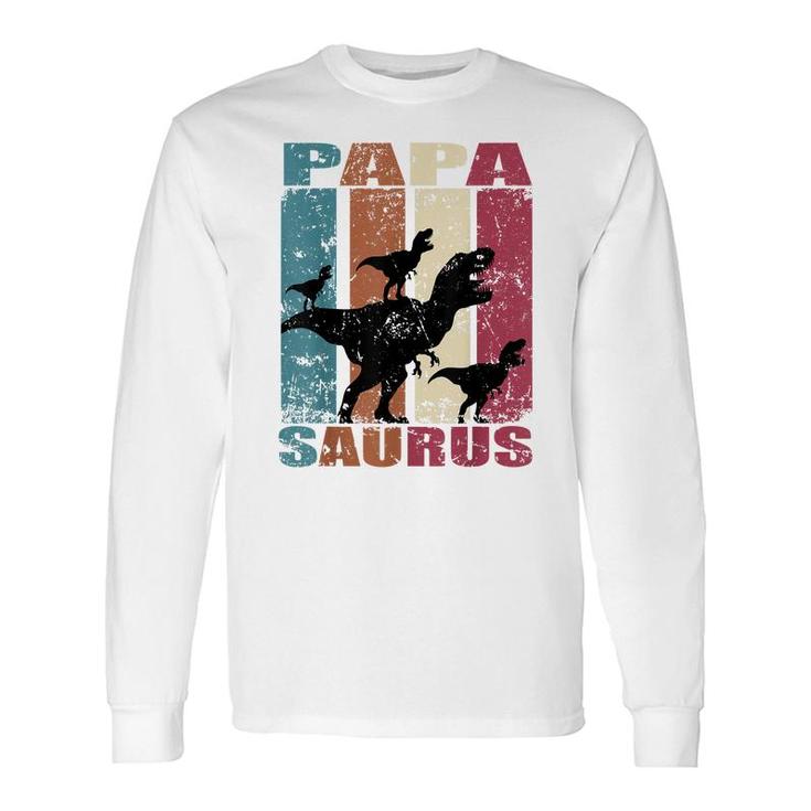 Papa Saurus Dinosaur Dino Triplet Dinos Papasaurus Long Sleeve T-Shirt