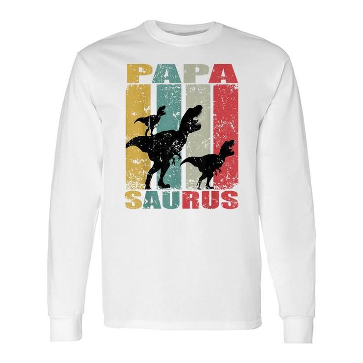 Papasaurus Rex Dinosaur Baby Dino Twin Papa Saurus Long Sleeve T-Shirt