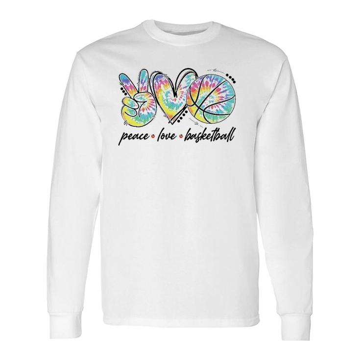 Peace Love Basketball Tie Dye Cute Basketball Lovers Long Sleeve T-Shirt T-Shirt