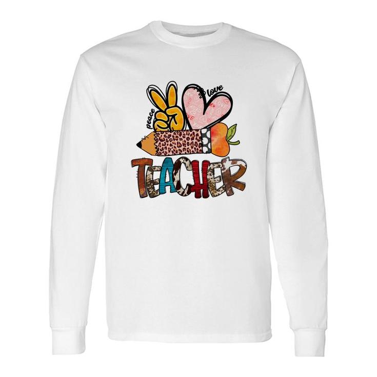 Peace Love Teacher Leopard Ideas Long Sleeve T-Shirt