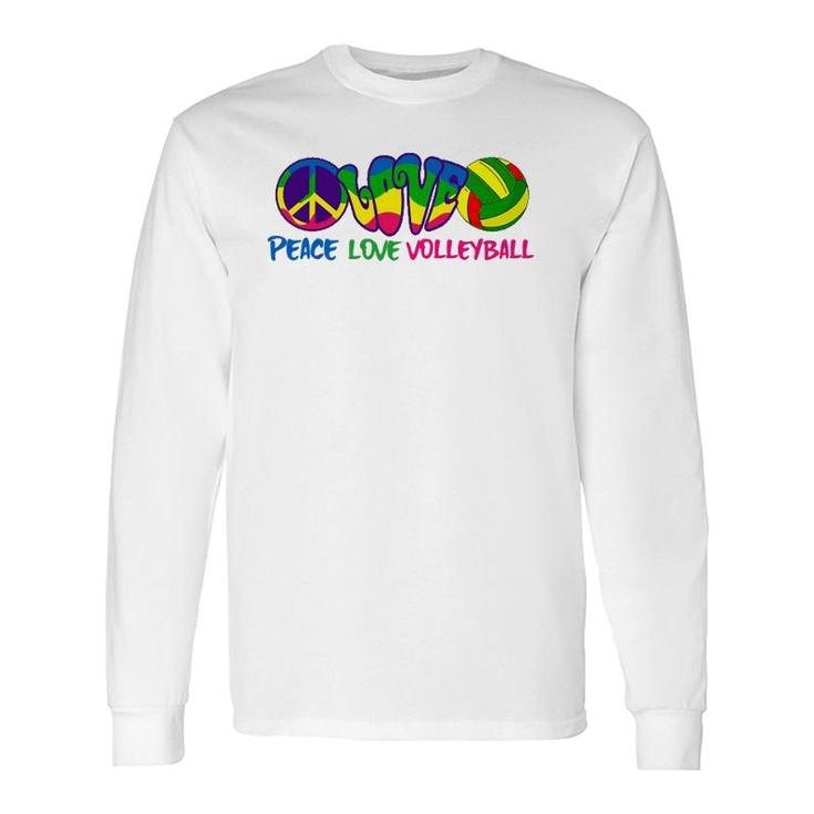 Peace Love Volleyball-Retro Stryle Volleyball Apparel Long Sleeve T-Shirt T-Shirt