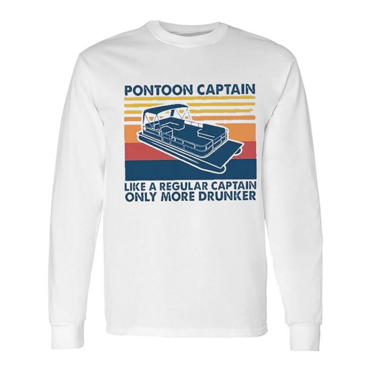 Pontoon Captain Like A Regular Captain New Blue Graphic Long Sleeve T-Shirt