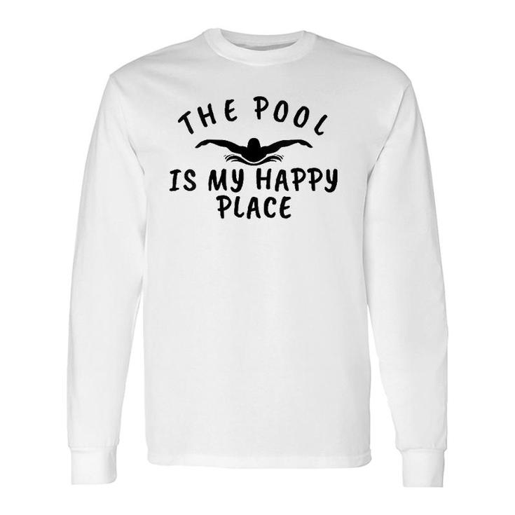 The Pool Is My Happy Place Swimmers V-Neck Long Sleeve T-Shirt T-Shirt