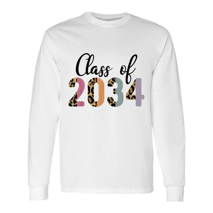 Pqje Leopard Class Of 2034 Kindergarten 2022 Back To School Long Sleeve T-Shirt