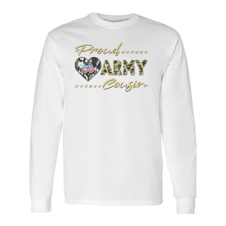 Proud Army Cousin Camo Us Flag Dog Tags Military Long Sleeve T-Shirt