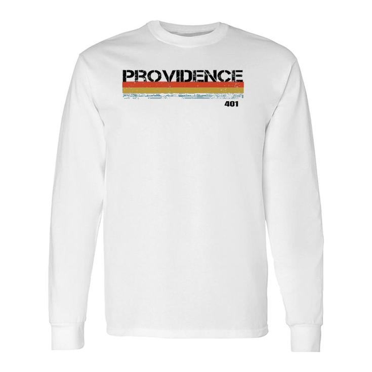 Providence Area Code Retro Vintage Stripes Long Sleeve T-Shirt
