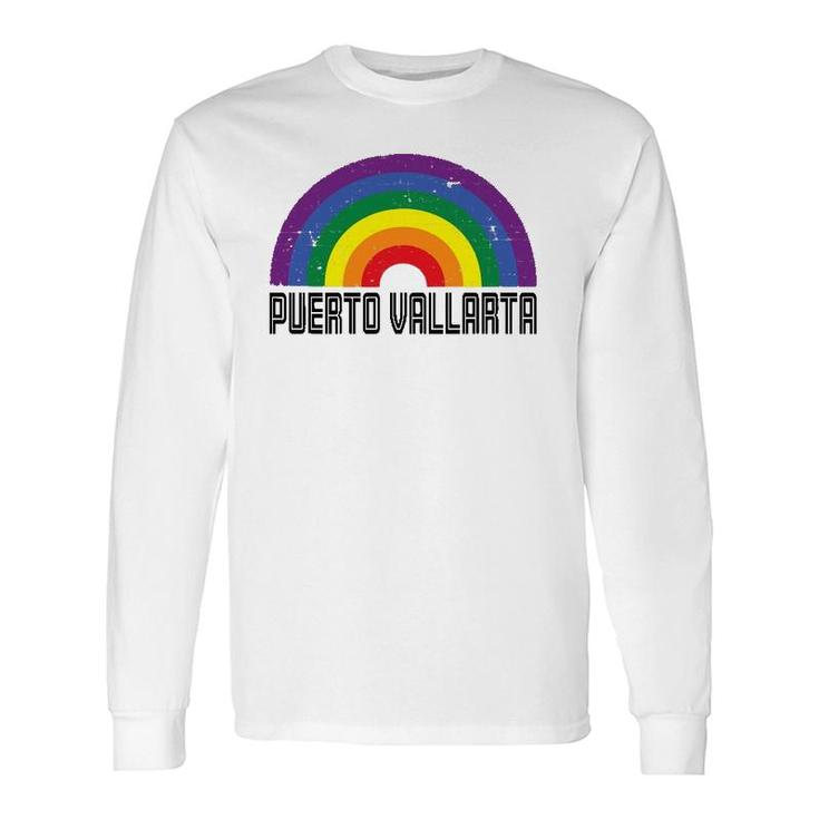 Puerto Vallarta Mexico Lgbtq Distressed Gay Rainbow Long Sleeve T-Shirt T-Shirt
