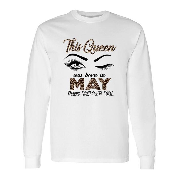 This Queen Was Born In May Leopard Letters Long Sleeve T-Shirt