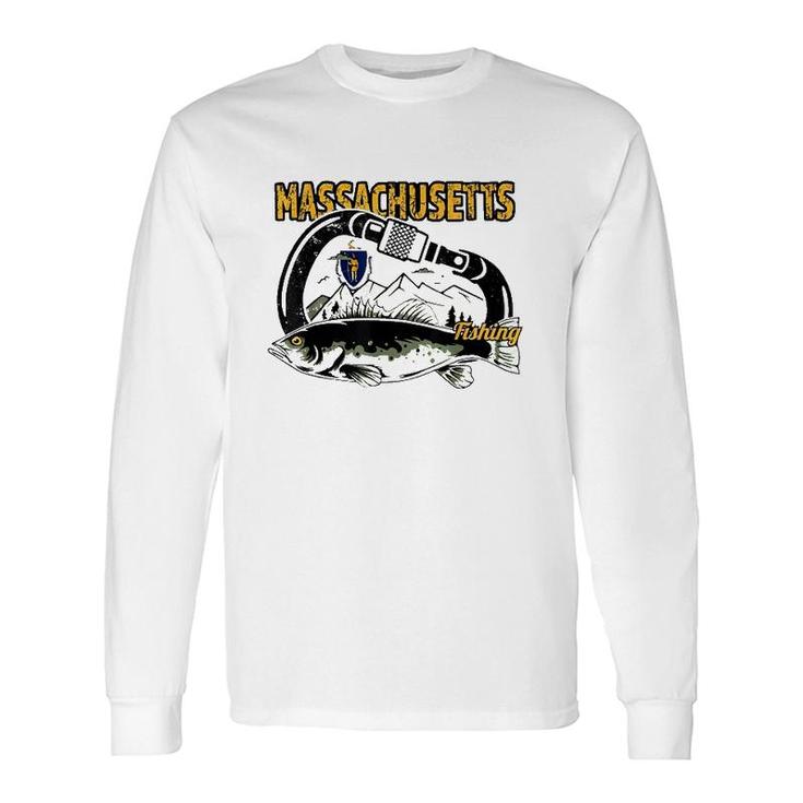 Retro Carabiner Massachusetts Fishing Long Sleeve T-Shirt T-Shirt