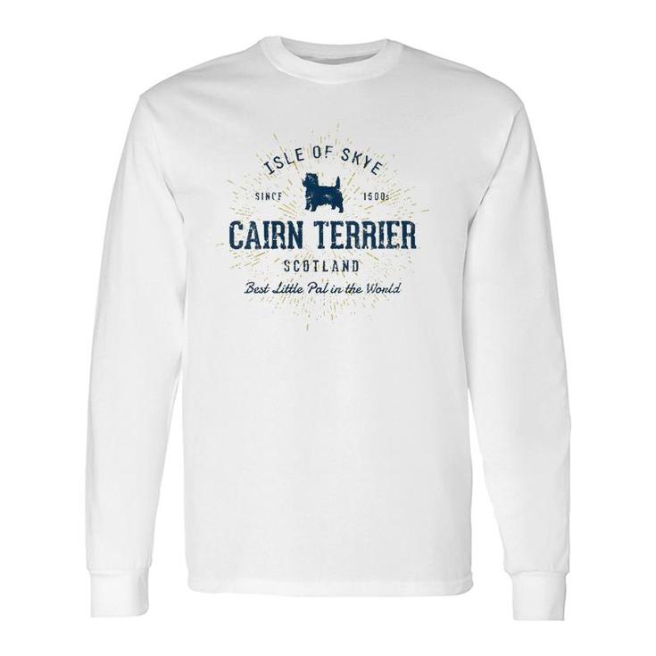 Retro Vintage Cairn Terrier V-Neck Long Sleeve T-Shirt