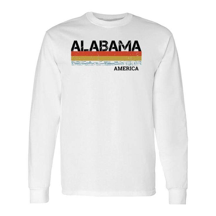 Retro Vintage Stripes Alabama & Souvenir Long Sleeve T-Shirt