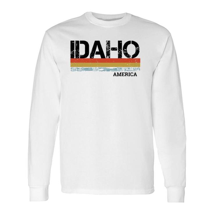 Retro Vintage Stripes Idaho & Souvenir Long Sleeve T-Shirt