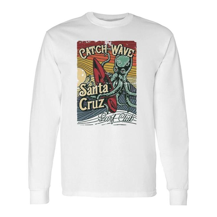 Retro Vintage Surf Octopus Surfboard California Santa Cruz Long Sleeve T-Shirt T-Shirt