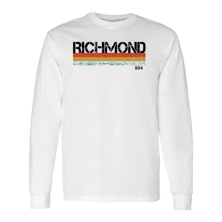 Richmond Virginia Area Code 804 Vintage Retro Stripes Long Sleeve T-Shirt