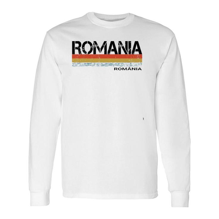 Romania Vintage Retro Stripes Long Sleeve T-Shirt