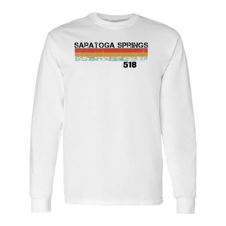 Saratoga Springs Vintage Retro Stripes Long Sleeve T-Shirt