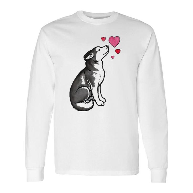 Siberian Husky Love V-Neck Long Sleeve T-Shirt T-Shirt