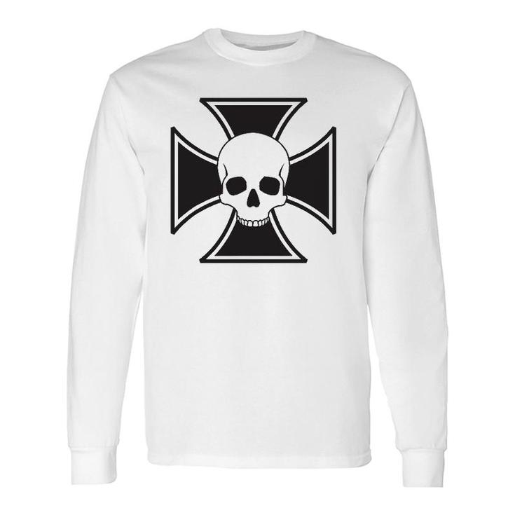 Skull & Iron Cross Halloween Costume Long Sleeve T-Shirt T-Shirt