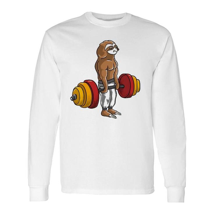 Sloth Deadlift Lazy Fitness Bodybuilder Animal Long Sleeve T-Shirt T-Shirt