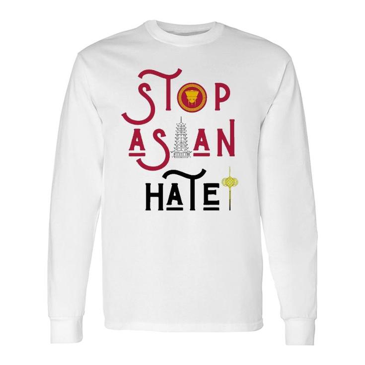 Stop Asian Hate Americans Support Asians Vintage Retro Peace Long Sleeve T-Shirt