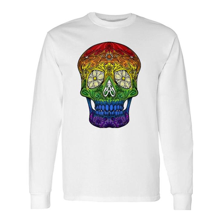 Sugar Skull Cool Lgbt Pride Flag Long Sleeve T-Shirt T-Shirt