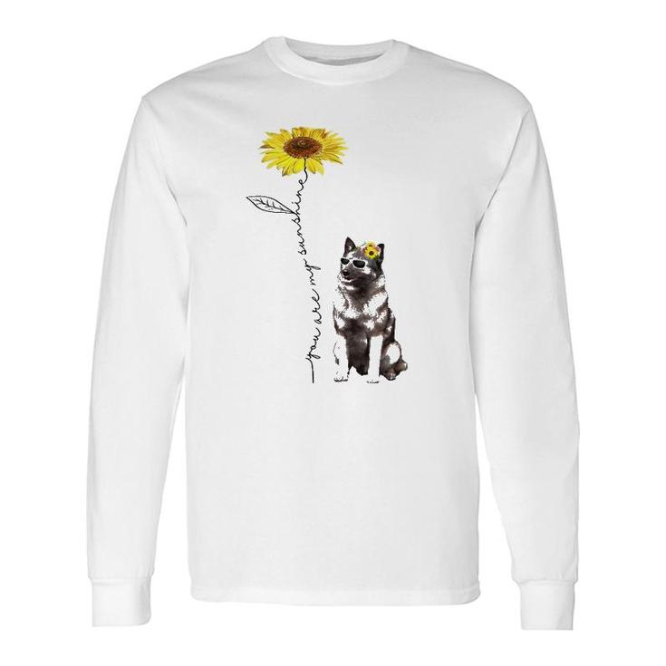 Sunflower And Norwegian Elkhound Long Sleeve T-Shirt