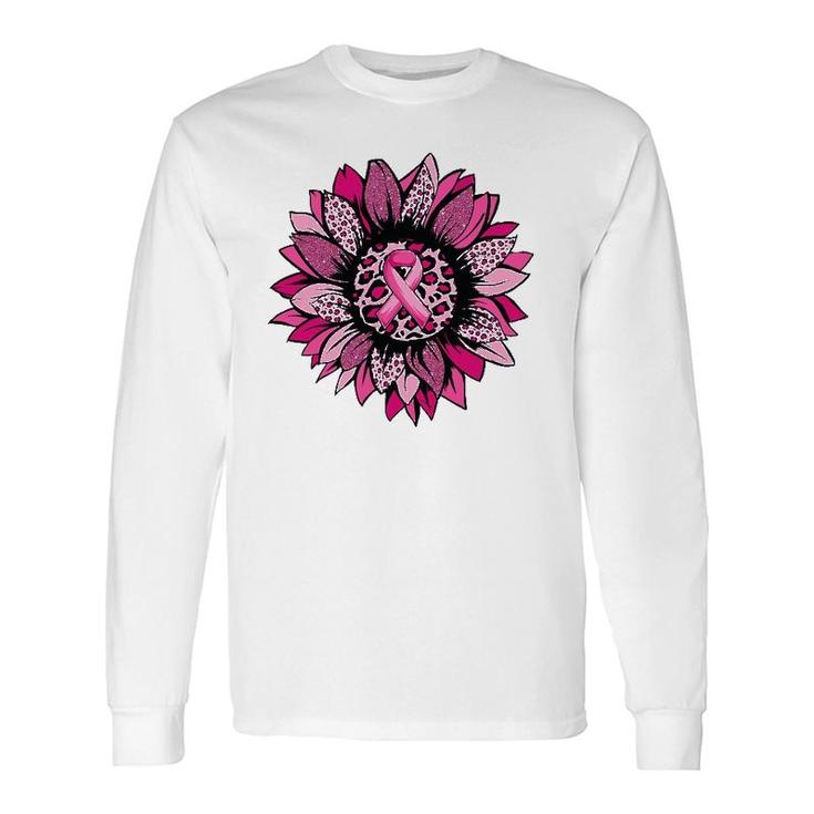 Sunflower Pink Leopard Breast Cancer Awareness Month Warrior Long Sleeve T-Shirt T-Shirt