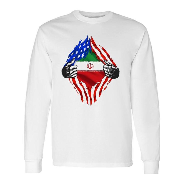 Super Iranian Heritage Iran Roots Usa Flag Long Sleeve T-Shirt T-Shirt