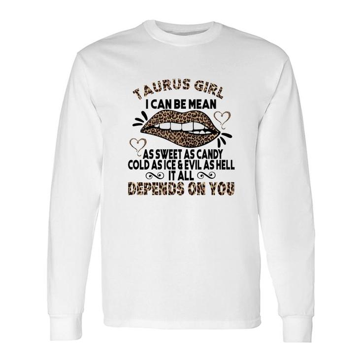 Sweet As Candy Cold As Ice Taurus Girl Leopard Long Sleeve T-Shirt