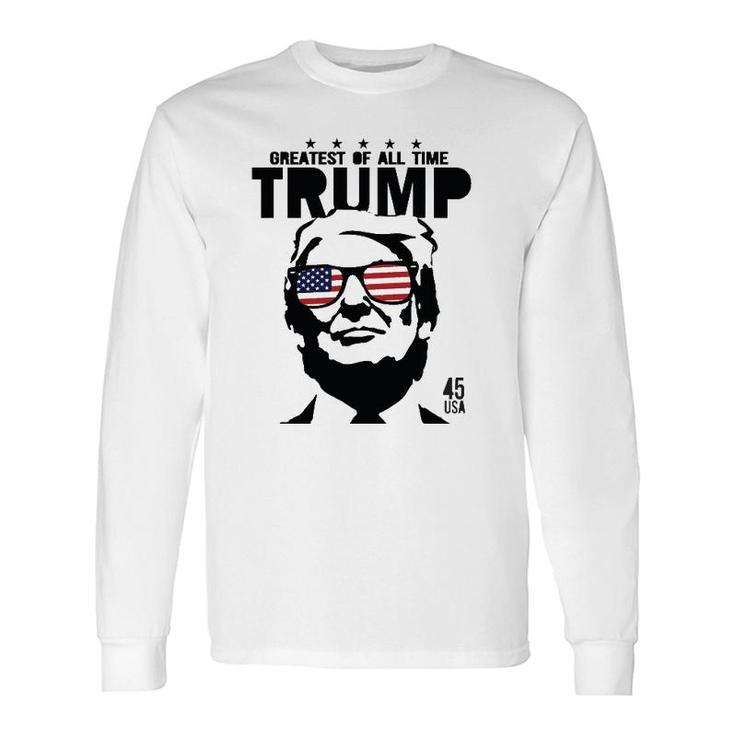 Trump American Flag Sunglasses Goat Trump Goat 45 Usa Long Sleeve T-Shirt