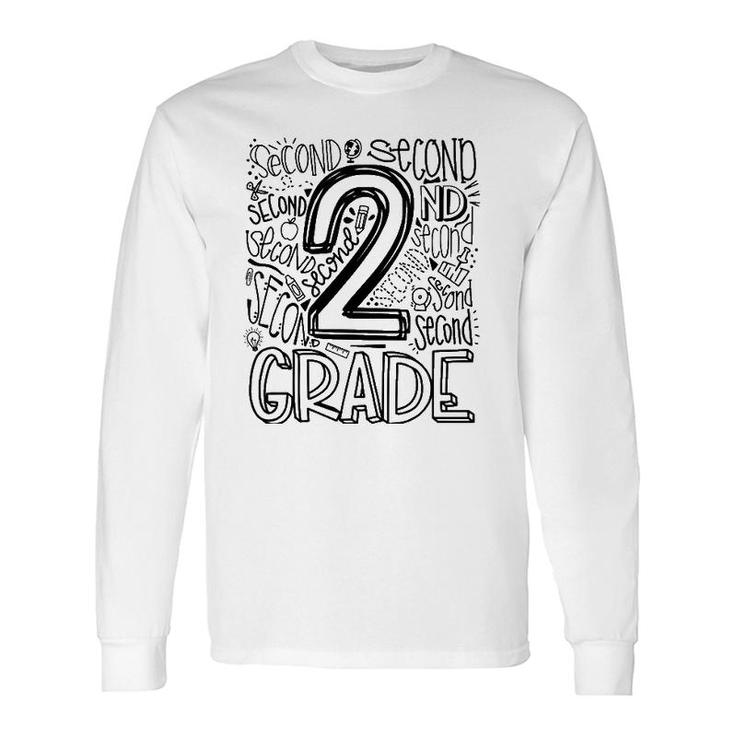 Typography 2Nd Grade Teacher Student Back To School Long Sleeve T-Shirt