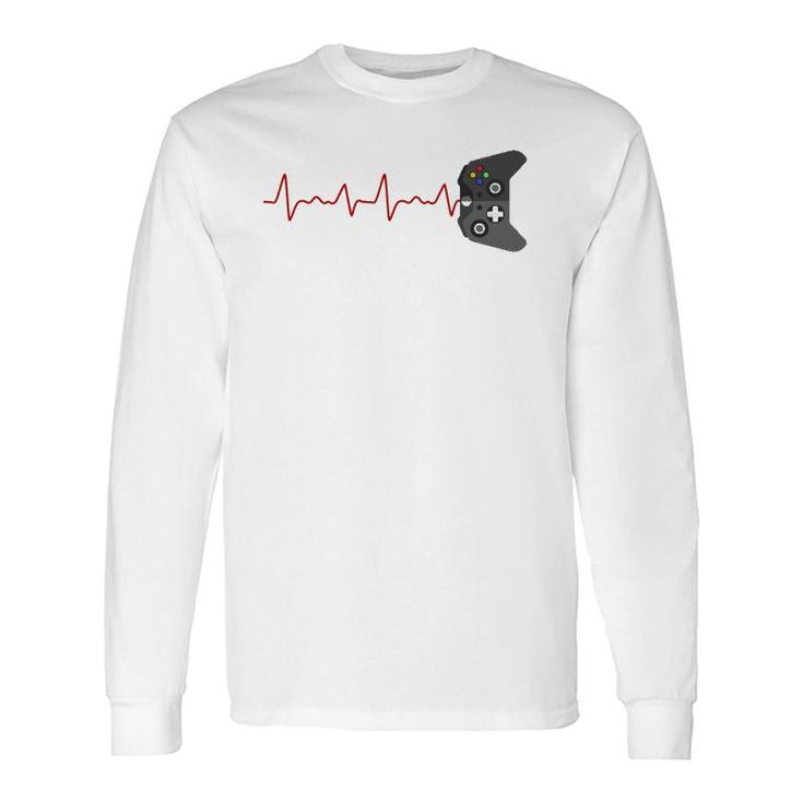 Video Game Lover Gamer Heartbeat Gaming Long Sleeve T-Shirt