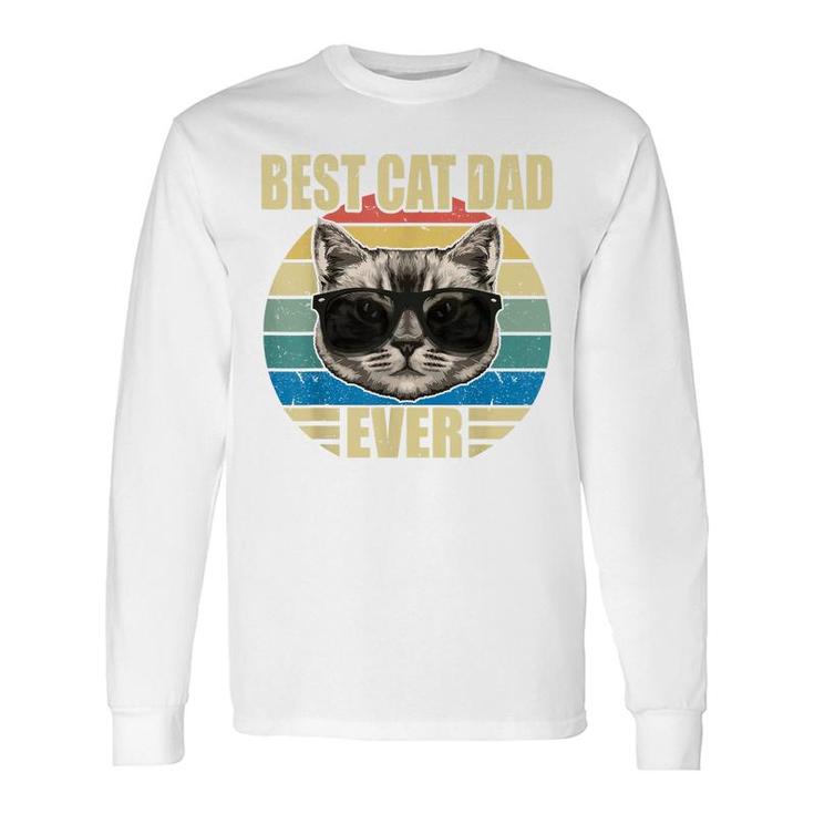 Vintage Cat Daddy Fathers Day Best Cat Dad Ever Long Sleeve T-Shirt